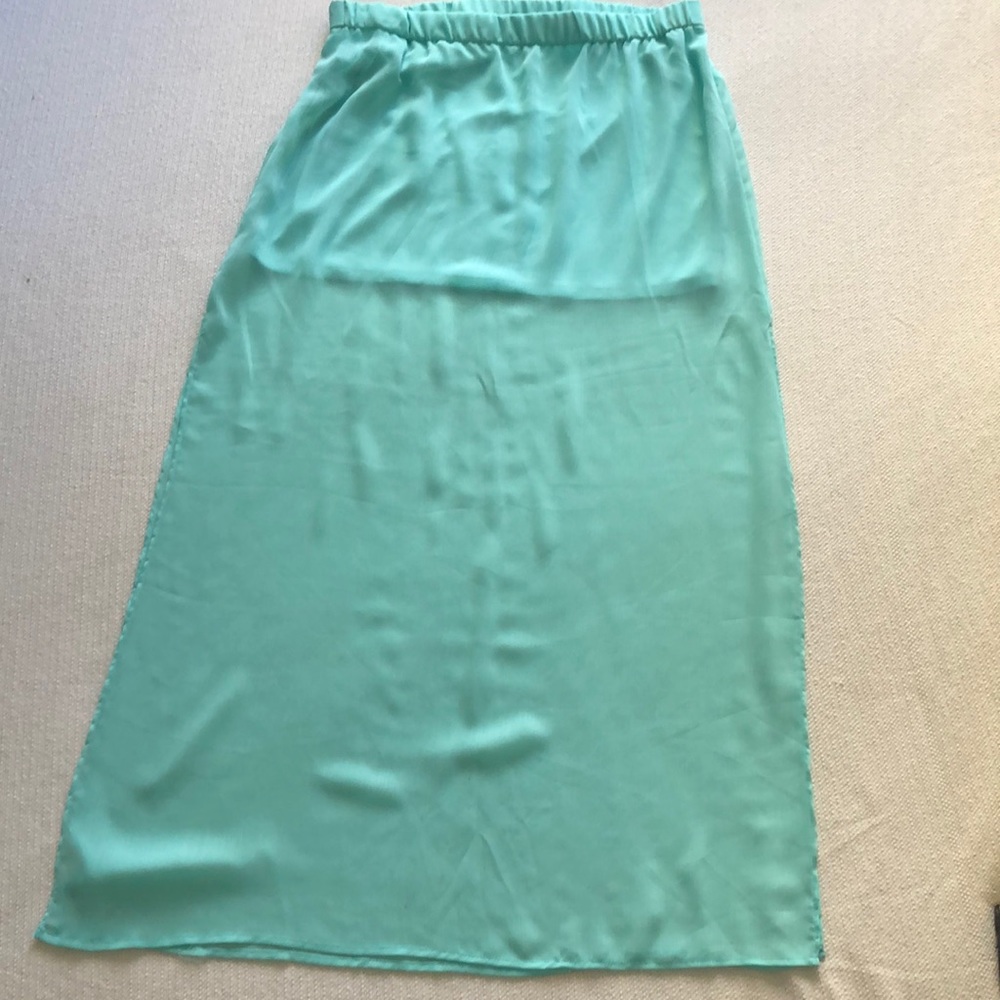 Express Mint Chiffon Double Slit Maxi Skirt